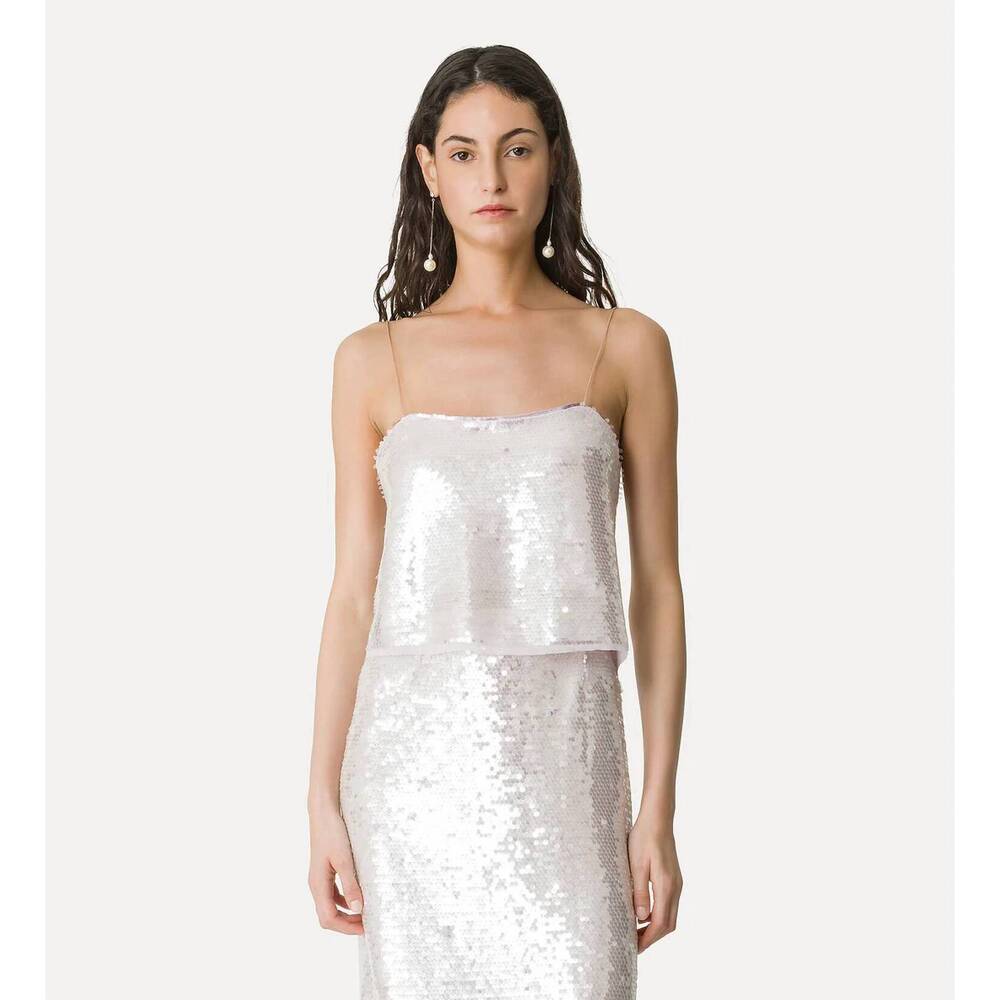 NEW FORTE FORTE sequin-embellished top in cream